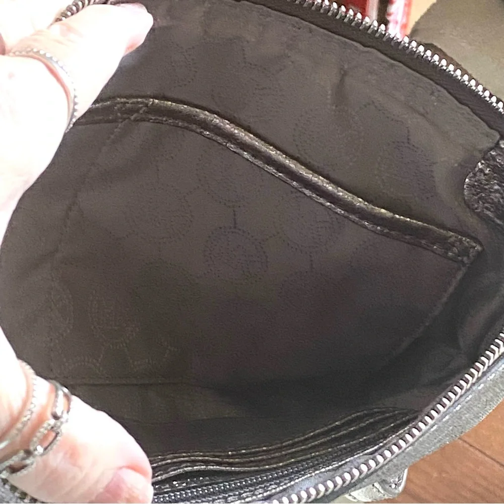 Michael Kors Fallon Metallic gray leather Wristlet Clutch with dust bag NWOT